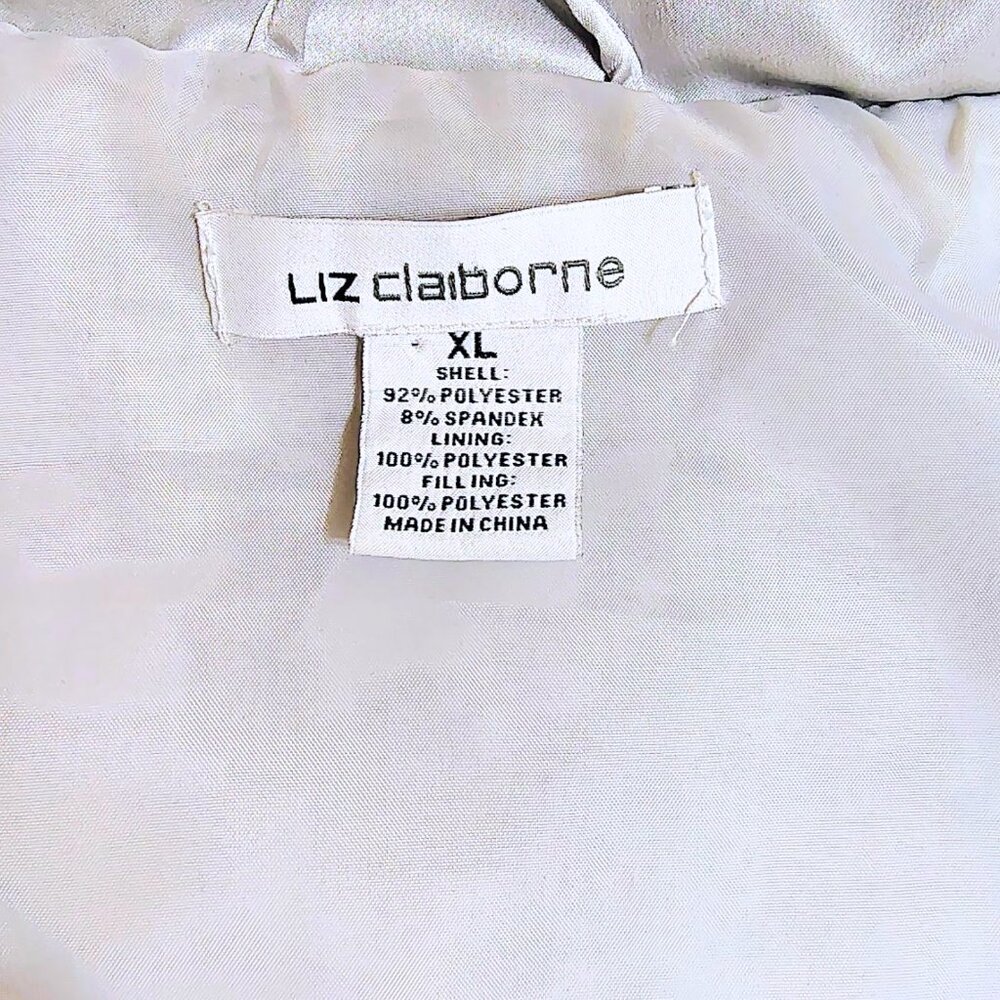Liz Claiborne Silver Quilted Puffer Vest | Size XL | Lightweight Satin Shine - Picture 7 of 8
